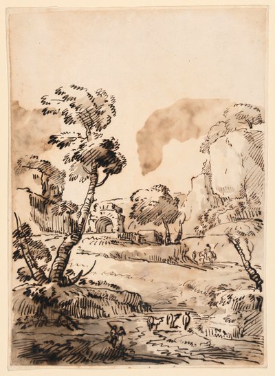 رسم، منظر طبيعي رعوي، 1760-1780 بواسطة كارلو مارشوني