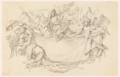 رسم، تصميم لقطعة قماش كمكان للنقش، 1750-86 بواسطة كارلو مارشوني