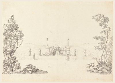 رسم، رسم تخطيطي لنافورة في الحديقة، 1740 بواسطة كارلو مارشوني