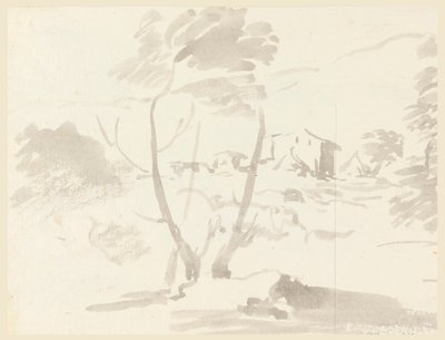 رسم، رسم تخطيطي لأشجار في منظر طبيعي، 1760-1780 بواسطة كارلو مارشوني