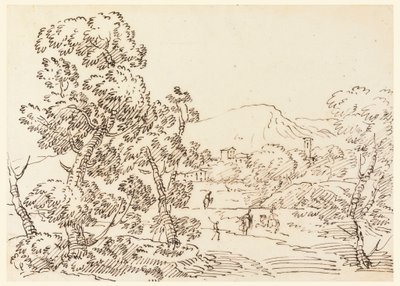رسم، منظر طبيعي مشجّر، 1750-1770 بواسطة كارلو مارشوني