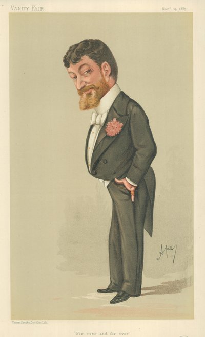 Signor Paolo Tosti ، للأبد وإلى الأبد ، 14 نوفمبر 1885 ، فانيتي فير كارتون بواسطة كارلو بيليجريني