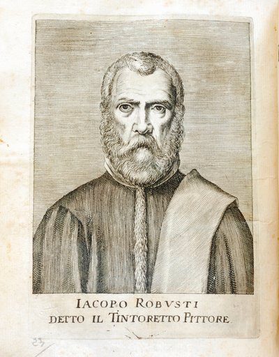 صورة لجاكوبو روبوستي ديت لو تينتوريت (تينتوريتو) (1518-1594) رسام إيطالي نقش من "مارافيجلي ديلارتي" لكارلو ريدولفي بواسطة كارلو ريدولفي