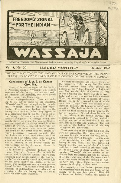 قضية الوسجة المجلد. 8 ، العدد 20 ، أكتوبر 1922 بواسطة كارلوس مونتيزوما