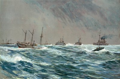 السفن الحربية الأمريكية في الطقس الصاخب قبالة الساحل الكوبي بواسطة Carlton Theodore Chapman