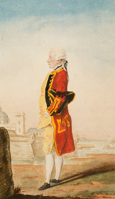 العقيد موريسون ربما في زي المهندسين الملكي ، مدينة محصنة خلف ، 1768 بواسطة كارمونتيل