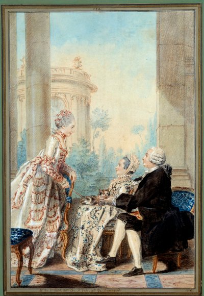 ألوان مائية Monsieur و Madame de Saint Vast و Mademoiselle de Beauregard من تصميم Louis Carrogis dit Carmontelle بواسطة كارمونتيل