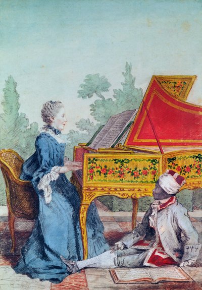 صورة ل Mademoiselle Desgots من Saint-Domingue مع عبدها لوران بواسطة كارمونتيل