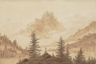 المناظر الطبيعية الجبلية مع الضباب في الوادي ، كاليفورنيا 1805. بواسطة كاسبار ديفيد فريدريش