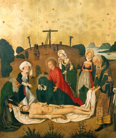 ترسب المسيح ، تفاصيل من مذبح الكنيسة العالية لكنيسة القديس مارتن في كولمار ، حوالي 1462-1465 ، بواسطة كاسبار إيسنمان (حوالي 1430-1484) بواسطة كاسبار إيزمان