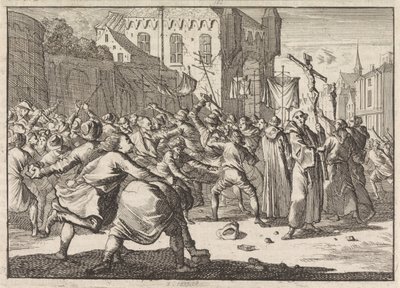 في دانزيغ ، استقبل الناس موكبًا بالحجارة ، 1678 بواسطة كاسبار لويكن