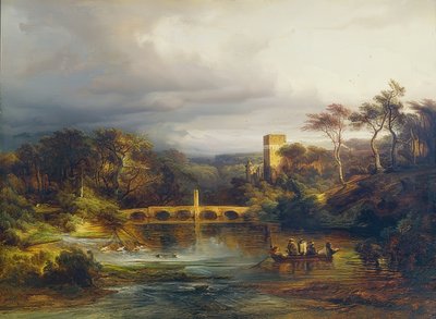 برج ام فالدسي مع القوارب والجسر المقوس. 1846 بواسطة كاسبار شورن
