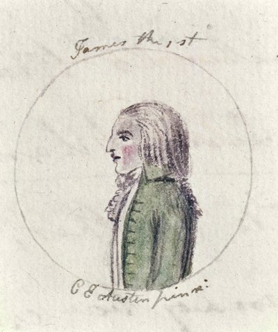 جيمس الأول ، ج .1790 (قلم وحبر ومرحاض على ورق) بواسطة كاساندرا أوستن