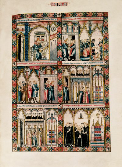 المنمنمات المكرسة للقديسة مريم ومعجزاتها ، من Las Cantigas de Santa María (أغاني القديسة مريم) ، Fol. 156 بواسطة المدرسة الكاتالونية