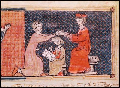 المدعي العام ، الكاتب والرب الإقطاعي ، من Capbreu de Clayra et de Millas 1292 بواسطة المدرسة الكاتالونية
