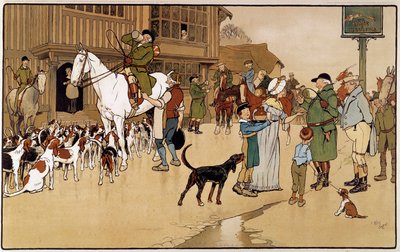 توقف عند النزل أثناء مطاردة الأرنب. لوحة مائية لسيسيل الدين (1870-1935) بواسطة سيسيل تشارلز وندسور الدين