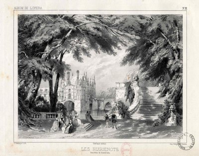 القلعة والحدائق في Château de Chenonceaux ، 1836. بواسطة سيليستين ديشايس