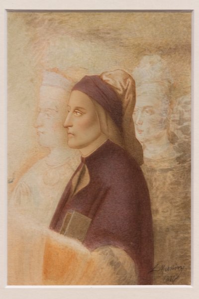 صورة لدانتي، رسمها تشيزاري موسيني، حوالي عام 1844 (لوحة مائية على ورق مقوى) بواسطة سيزار موسيني
