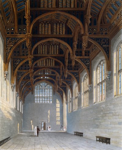 القاعة القوطية ، نقش ويليام جيمس بينيت (1787-1844) ، بناءً على تصميم تشارلز وايلد (1781-1835) ، من تاريخ المساكن الملكية بواسطة تشارلز (بعد) وايلد
