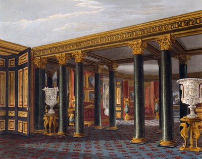 الدهليز السفلي ، نقش لريتشارد ريف (مواليد 1780) ، بناءً على تصميم تشارلز وايلد (1781-1835) ، من تاريخ المساكن الملكية بواسطة تشارلز (بعد) وايلد
