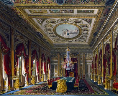 غرفة العرش ، نقش لتوماس ساذرلاند (1785-1838) ، بناءً على تصميم تشارلز وايلد (1781-1835) ، من تاريخ المساكن الملكية بواسطة تشارلز (بعد) وايلد