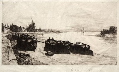 قوارب الطين على نهر التايمز ، 1883. بواسطة تشارلز آدامز بلات