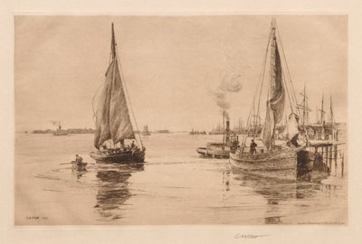 اثنين من Sloops على نهر الشرق ، 1889. بواسطة تشارلز آدامز بلات