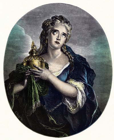 Adrienne Lecouvreur (1692-1730), French actress in the role of “" Cornelia "” in “Mort de Pompee” by Pierre Corneille. بواسطة تشارلز انطوان (بعد) كويبل