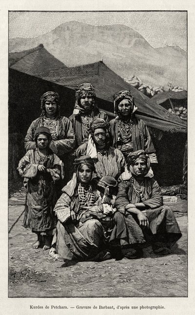 أكراد بتشارا (تركيا). نقش لباربانت لتوضيح قصة "عبر أرمينيا الروسية ، كاراباخ ، وادي أراكس ، أرارات ماسيف" لمدام ب. بواسطة تشارلز باربانت