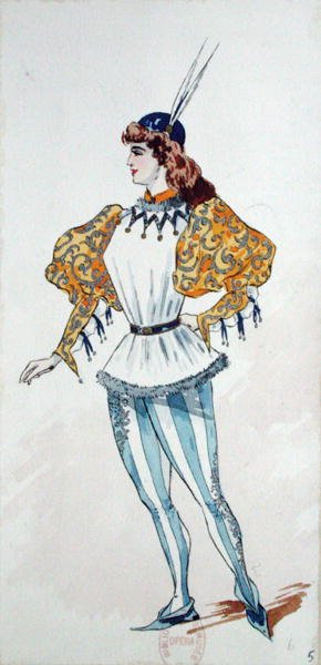 تصميم الأزياء للأداء الأول لـ "Otello" لجوزيب فيردي (1831-1901) في 1894 في أوبرا باريس بواسطة تشارلز بيانتشيني