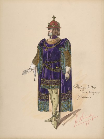 فيليب الطيب ، دوق بورغوندي ، تصميم أزياء جان دارك بواسطة أوبرا باريس ، 1897. بواسطة تشارلز بيانتشيني