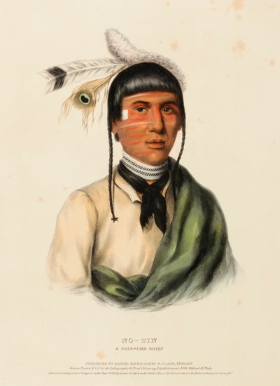 نو تين. A CHIPPEWA CHIEF., من تاريخ القبائل الهندية في أمريكا الشمالية بواسطة تشارلز بيرد كينج