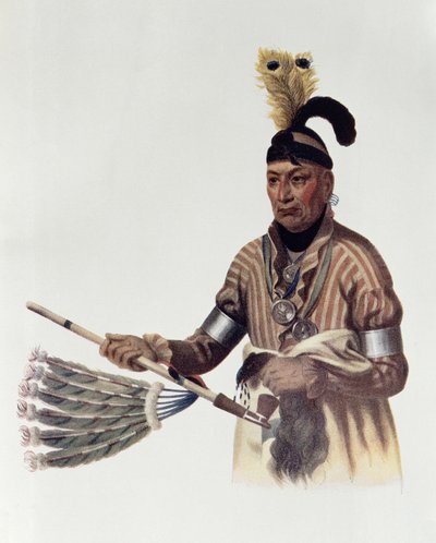 Naw-Kaw أو "Wood" ، رئيس Winnebago ، رسم توضيحي من "القبائل الهندية لأمريكا الشمالية ، المجلد الأول" ، بقلم توماس ل. مكيني وجيمس هول ، الحانة. جون جرانت بواسطة تشارلز بيرد كينج