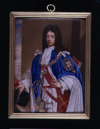 صورة مصغرة لجون مانرز ، دوق روتلاند الثاني (1676-1721) في Garter Robes ، حوالي 1715 (مينا على المعدن) بواسطة تشارلز بويت