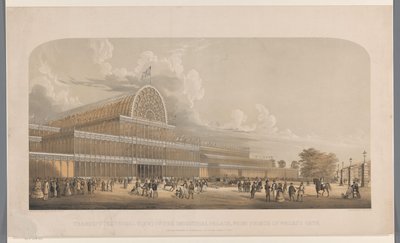 Gezicht op het Crystal Palace Transept (منظر خارجي) للقصر الصناعي ، من بوابة أمير ويل (العنوان على الكائن) بواسطة داي وابنه فينسينت بروكس