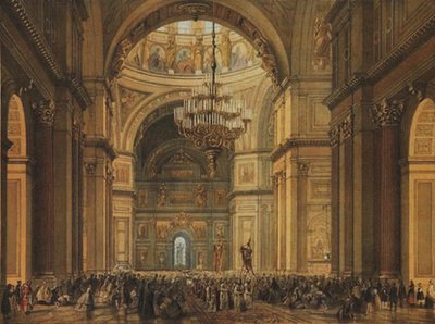 خدمة الكنيسة في كاتدرائية القديس إسحاق في سانت بطرسبرغ ، 1850 بواسطة تشارلز كلود باشيلير