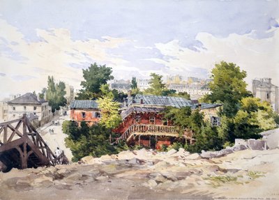 لا رو ماربوف في شارع ماربيوف سوسو في جادة ألما". لوحة مائية. تشارلز كلود باين (1802-1878) رسام إنجليزي للمناظر الطبيعية والنوع الأدبي. باريس، فرنسا شرفة بيت الشجرة شرفة غابة فوتبريدج بواسطة تشارلز كلود باين