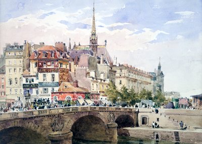 جسر سان ميشيل ، باريس ، c1822-1878. بواسطة تشارلز كلود باين