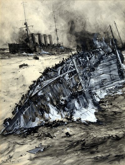 غرق HMS ، Cressy و Aboukir (مرحاض على ورق) بواسطة تشارلز إدوارد ديكسون