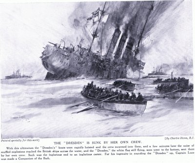 غرقت السفينة دريسدن من قبل طاقمها الخاص في مارس 1915 بواسطة تشارلز إدوارد ديكسون