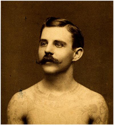 فرانك هوارد الرجل الموشوم ، 1900 (بطاقة مجلس الوزراء) بواسطة تشارلز ايزنمان