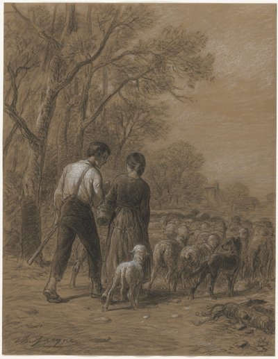 جلب الخراف ، 1800s. بواسطة تشارلز إميل جاك