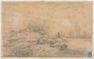 قطيع من الخنازير ، ج. 1845. بواسطة تشارلز إميل جاك