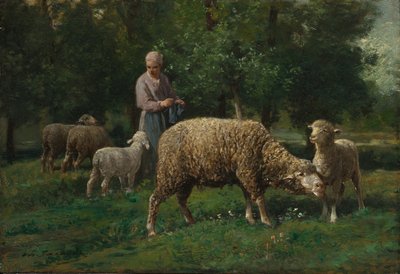 الراعية مع الأغنام ، ج. 1876. بواسطة تشارلز إميل جاك