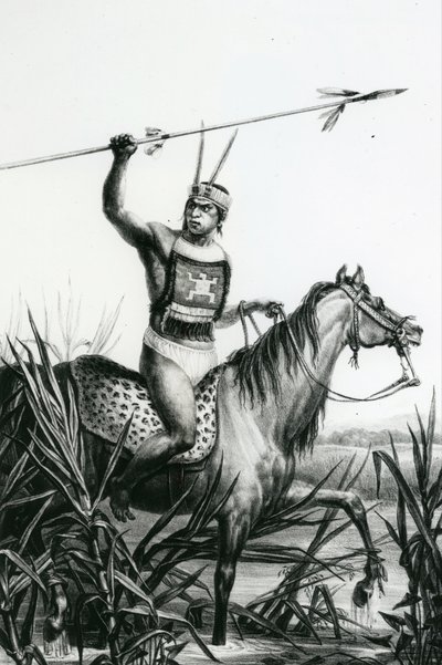 رئيس فرقة شارواس من "رحلة Pitoresque والتاريخية إلى البرازيل" بقلم جان بابتيست ديبريت ، 1834 بواسطة تشارلز إتيان بيير موت