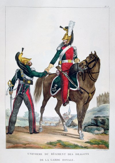 زي فوج من فرسان الحرس الملكي ، فرنسا ، 1823. بواسطة تشارلز إتيان بيير موت