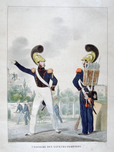 زي رجال الإطفاء العسكري ، فرنسا ، 1823 بواسطة تشارلز إتيان بيير موت