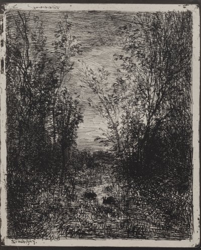 A Stream in a Glade ، الانطباع الأصلي 1862 ، طبع في عام 1921. بواسطة تشارلز فرانسوا داوبيني