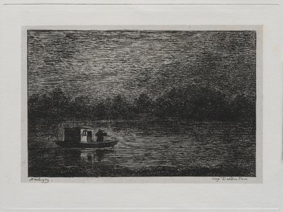 The Boat Trip: Night Voyage أو Net Fishing الإصدار الثاني ، 1861. بواسطة تشارلز فرانسوا داوبيني