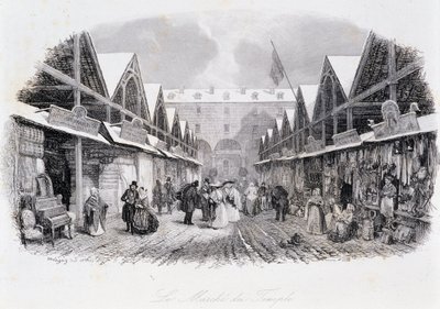 منظر لمسيرة المعبد - في "Les Mysteres de Paris" بواسطة Eugene Sue (1843) ، Ill. دي دوبيني. بواسطة تشارلز فرانسوا داوبيني